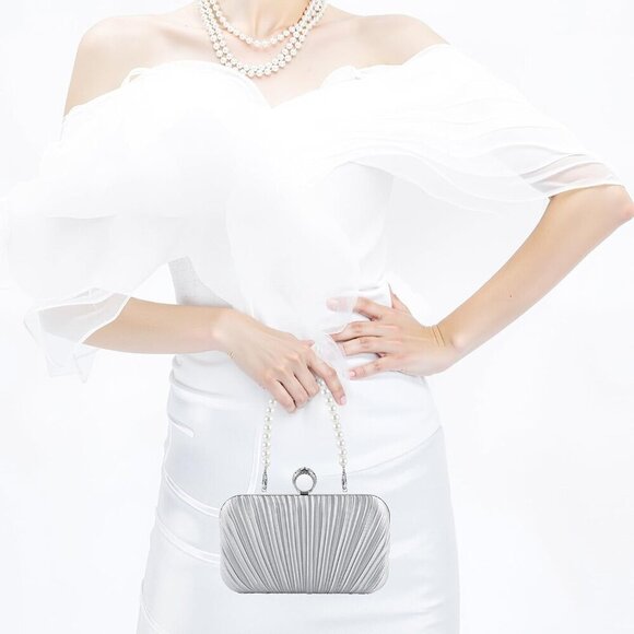 Women's Evening Bag Clutch Purse, Handbag Chain Strap Shoulder Bag for Wedding P - Picture 7 of 7